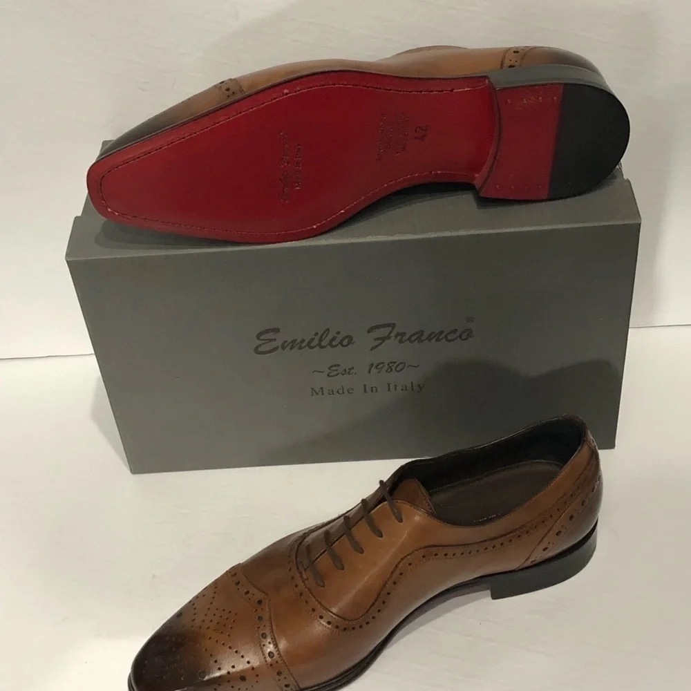 Emilio Franco shoes captoe cognac oxford Italian